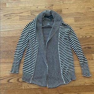White House Black Market Black and White Striped Cardigan